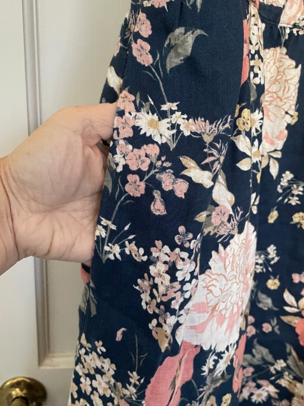 Cynthia Rowley Navy Floral Linen Dress Size 4 - Picture 6 of 6